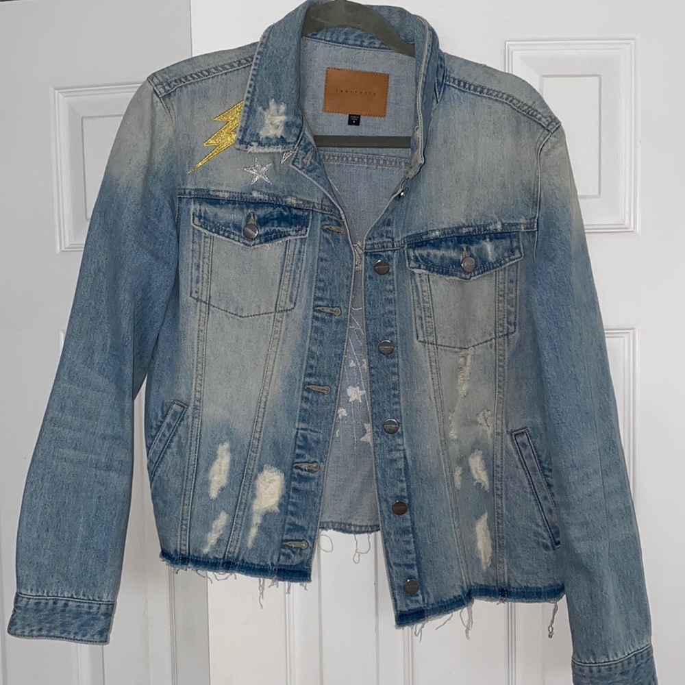 Sanctuary distressed moon stars detailed Jean jacket